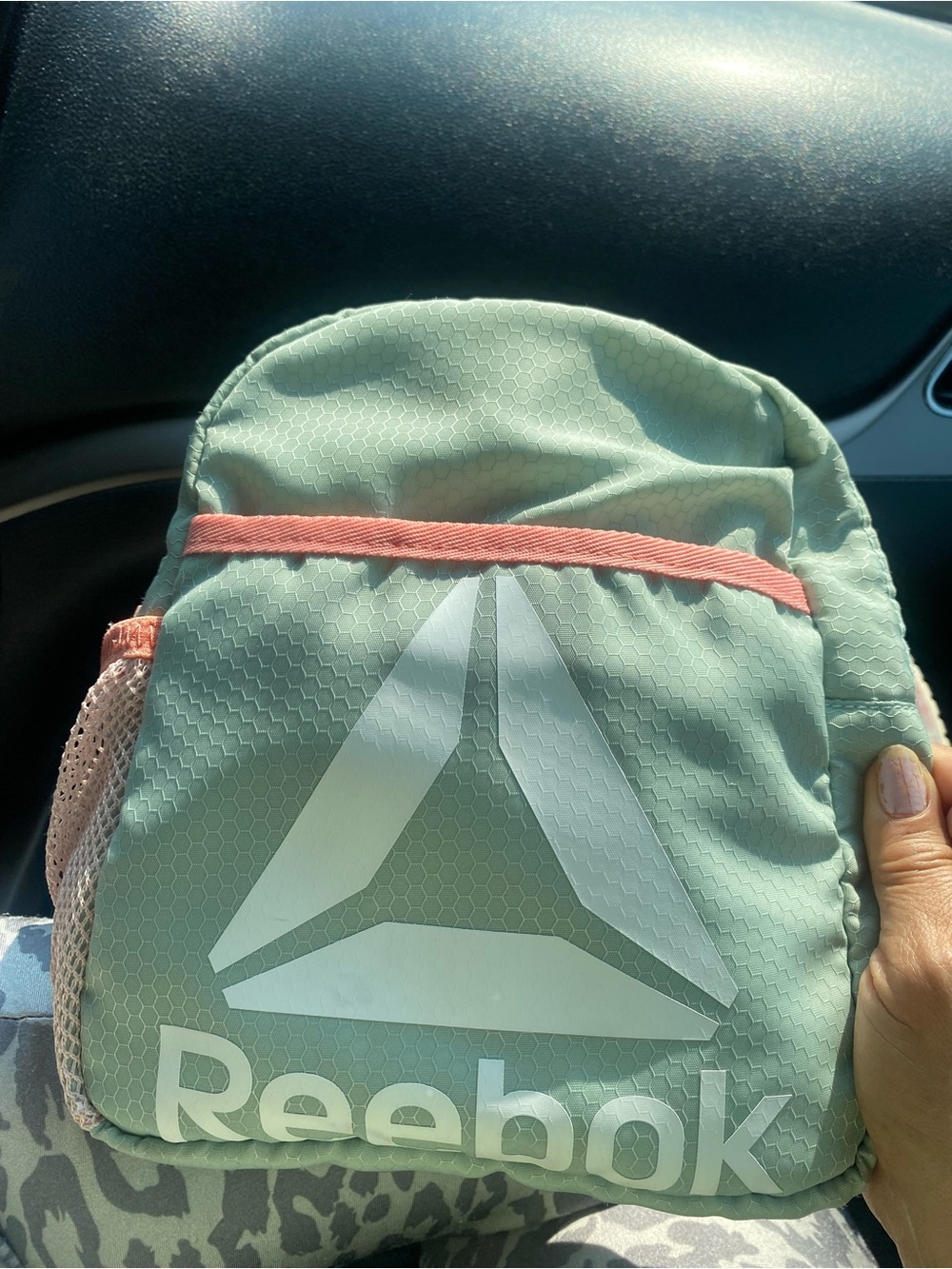 Reebok Mint Green small backpack with Coral Accent